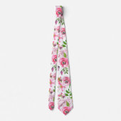緑豊かな水彩画によってはバラパターンが開花します ネクタイ (裏面)
