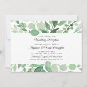 緑豊かな水彩画のウェディングレセプションのみ 招待状 (正面)