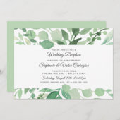 緑豊かな水彩画のウェディングレセプション（挙式のみ） 招待状 (正面/裏面)