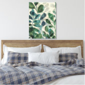緑豊かな洗練さ – トロピカル葉 キャンバスプリント (インサイチュ (寝室))