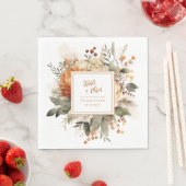 緑豊かな焦げオレンジ秋フローラ&グリーン紙 スタンダードランチョンナプキン (インサイチュ)