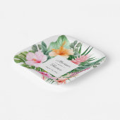 緑豊かな熱帯の水の色のフローラ(名前あり) ペーパープレート (傾斜あり)