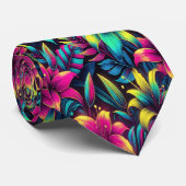 緑豊かな熱帯ネオンの花をフル開花 ネクタイ (ロール)