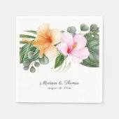 緑豊かな熱帯フローラビーチ結婚ルアウ（ハワイ式宴会） スタンダードカクテルナプキン (正面)