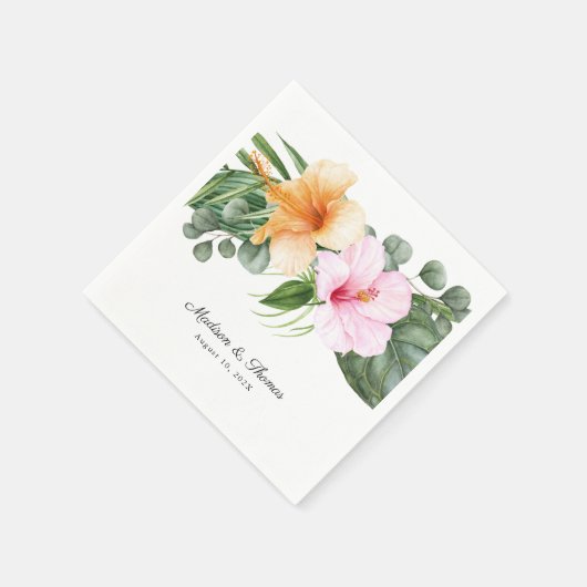 緑豊かな熱帯フローラビーチ結婚ルアウ（ハワイ式宴会） スタンダードカクテルナプキン (角)