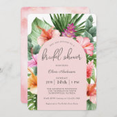 緑豊かな熱帯フローラブライダルシャワーとルアウ（ハワイ式宴会） 招待状 (正面/裏面)