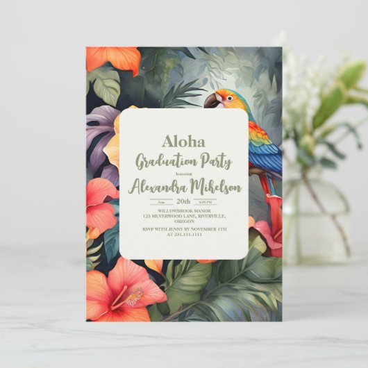 緑豊かな熱帯フローラ卒業パーティーとルアウ（ハワイ式宴会） 招待状 (スタンド正面)