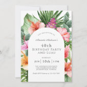 緑豊かな熱帯フローラ40th誕生日パーティーとルアウ(ハワイ式宴会) 招待状 (正面)
