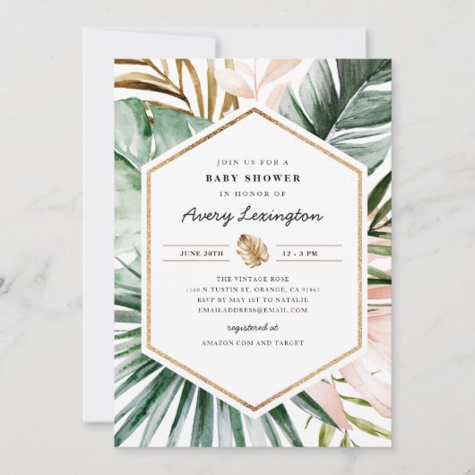 緑豊かな熱帯ベビーシャワー招待状 招待状 (正面)