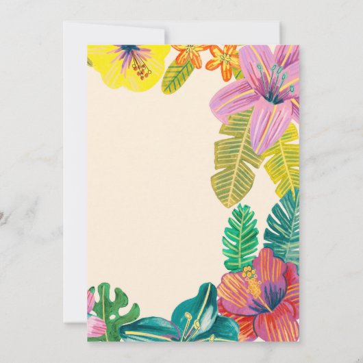 緑豊かな熱帯ルアウ（ハワイ式宴会）フローラサマーバースデーパーティー 招待状 (裏面)