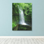 緑豊かな熱帯滝ウォールアート キャンバスプリント (インサイチュ (ウッドフロア))