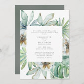 緑豊かな熱帯紅葉セージ結婚式招待状 招待状 (正面/裏面)