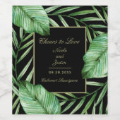 緑豊かな熱帯結婚緑または婚約 ワインラベル (シングルラベル)