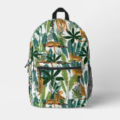 緑豊かな熱帯葉のと虎のパターン プリントバックパック (正面)