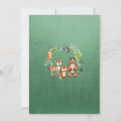 緑豊かな王、木の国の動物の赤ちゃんシャワー 招待状 (裏面)