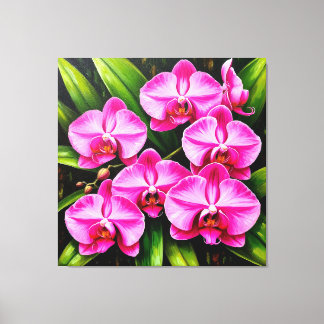 緑豊かな環境に鮮やかな蘭の花 キャンバスプリント