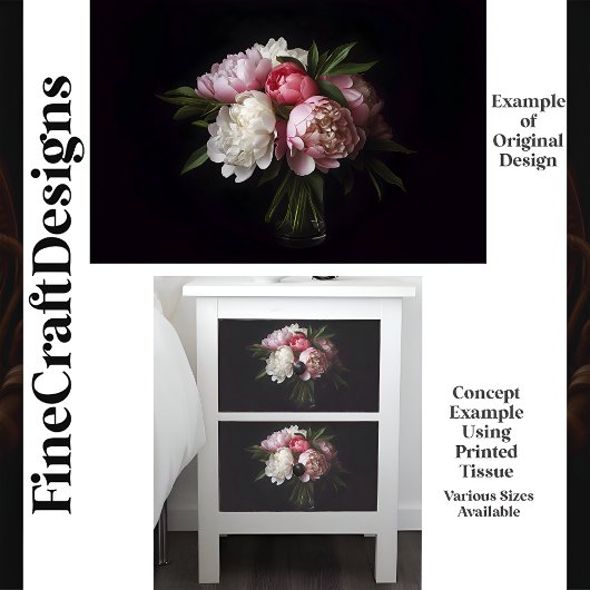 緑豊かな白ピンク牡丹フローラブーケG9デコページ 薄葉紙