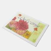 緑豊かな秋の植物の歓迎 ドアマット (アングル)