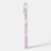 緑豊かな穏やかなピンクのシダのモノグラムイニシャル iPhoneケース (左側面)