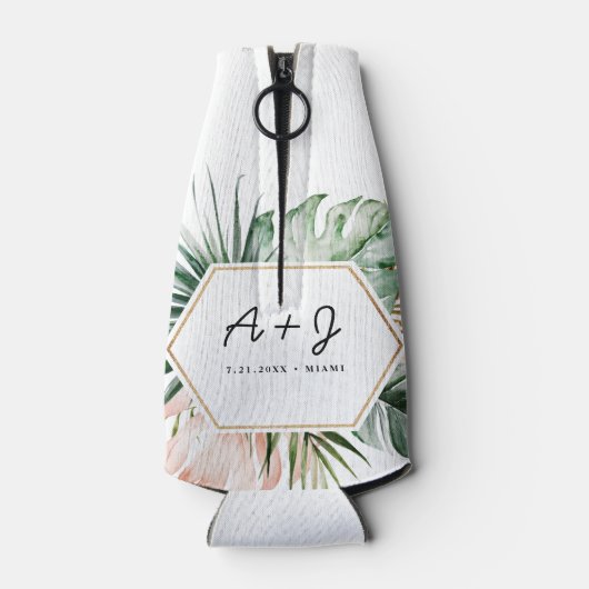 緑豊かな結婚トロピックスのボトルクールコジー ボトルクーラー (裏面)