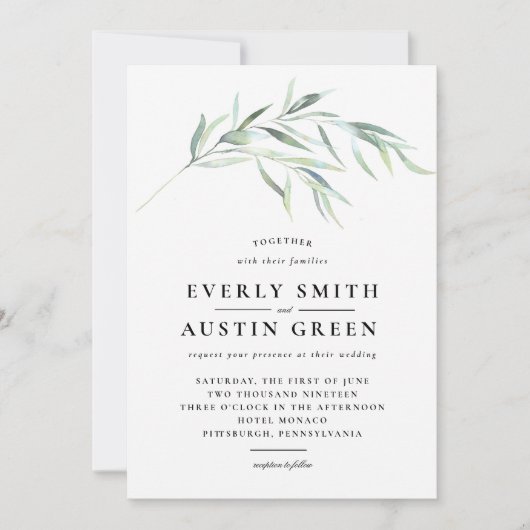 緑豊かな結婚式招待状 招待状 (正面)