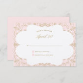 緑豊かな結婚式RSVP赤面/金ゴールド 出欠カード (正面/裏面)