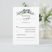 緑豊かな緑とユーカリの結婚葉 出欠カード (スタンド正面)