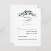 緑豊かな緑とユーカリの結婚葉 出欠カード (正面/裏面)