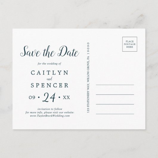 緑豊かな緑とユーカリ日付ポストカードを保存 インビテーションポストカード (裏面)