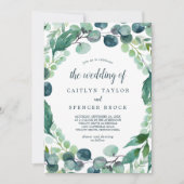 緑豊かな緑とユーカリ結婚プ 招待状 (正面)
