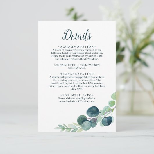 緑豊かな緑とユーカリ詳細エンクロージャカード エンクロージャーカード (スタンド正面)