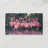 緑豊かな緑に対して設定される熱帯ピンクのフラミンゴ 名刺 (裏面)