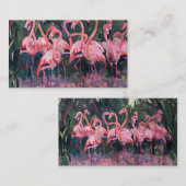 緑豊かな緑に対して設定される熱帯ピンクのフラミンゴ 名刺 (正面/裏面)