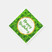 緑豊かな緑のクローバーフェイクとゴールドフォイル誕生日 スタンダードカクテルナプキン (角)