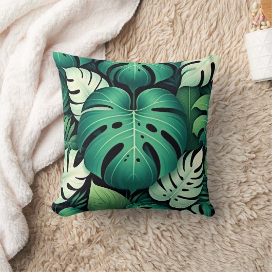 緑豊かな緑のモンステ離れラ枕 クッション (ブランケット)