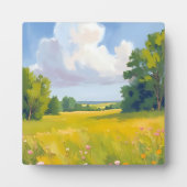 緑豊かな緑の牧草地自然ランドスケープ絵を描ズ フォトプラーク (正面)