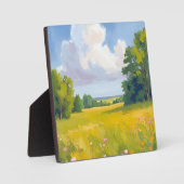 緑豊かな緑の牧草地自然ランドスケープ絵を描ズ フォトプラーク (正面)