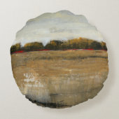 緑豊かな緑の田舎の風景 ラウンドクッション (裏面)