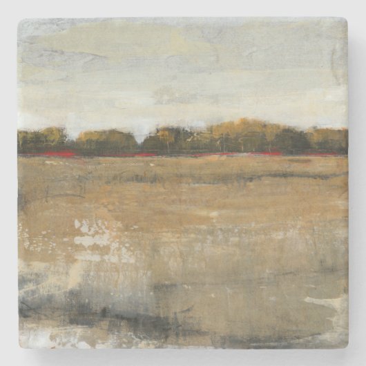 緑豊かな緑の田舎景色 ストーンコースター (正面)