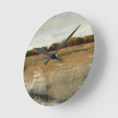 緑豊かな緑の田舎景色 ラウンド壁時計 (傾斜)