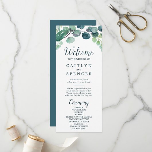 緑豊かな緑&ユーカリ結婚式 プログラム (正面/裏面インサイチュ)