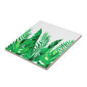 緑豊かな緑-水彩画の熱帯群葉- タイル (側面)
