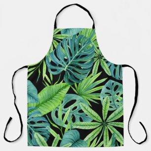 緑豊かな緑:熱帯植物パターン エプロン