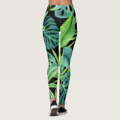 緑豊かな緑：熱帯植物パターン レギンス (裏面)