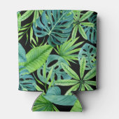 緑豊かな緑:熱帯植物パターン 缶クーラー (裏面)