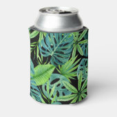 緑豊かな緑:熱帯植物パターン 缶クーラー (缶裏面)
