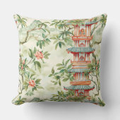 緑豊かな自然に囲まれたアジアの水彩塔(1) クッション (正面)
