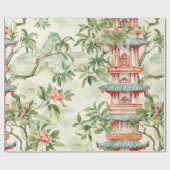 緑豊かな自然に囲まれたアジアの水彩塔(1) ラッピングペーパー (フラット)