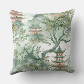 緑豊かな自然に囲まれたアジアの水彩塔(5) クッション (裏面)