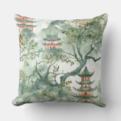 緑豊かな自然に囲まれたアジアの水彩塔(5) クッション (正面)